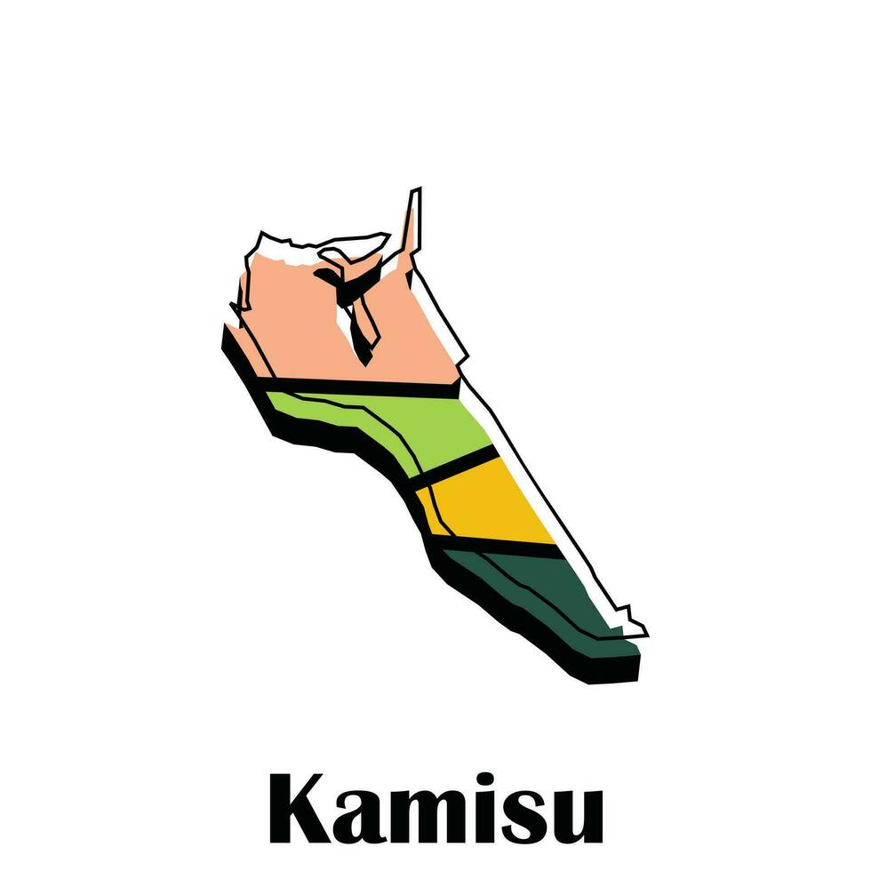 Karta av kamisu färgrik geometrisk modern översikt, hög detaljerad vektor illustration vektor design mall, lämplig för din företag
