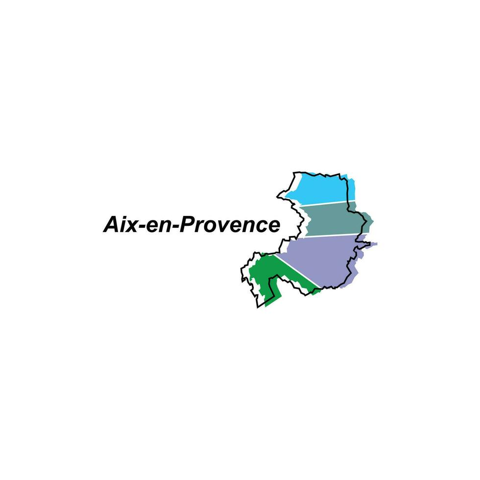 Karta av aix sv provence stad design illustration, vektor symbol, tecken, översikt, värld Karta internationell vektor mall på vit bakgrund