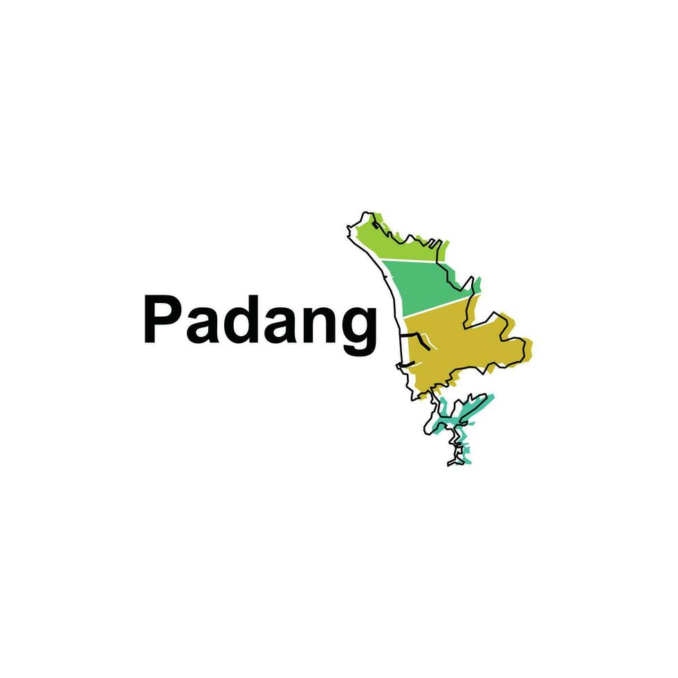 Karte Stadt von Padang Welt Karte International Vektor Vorlage mit Umriss, Grafik skizzieren Stil isoliert auf Weiß Hintergrund