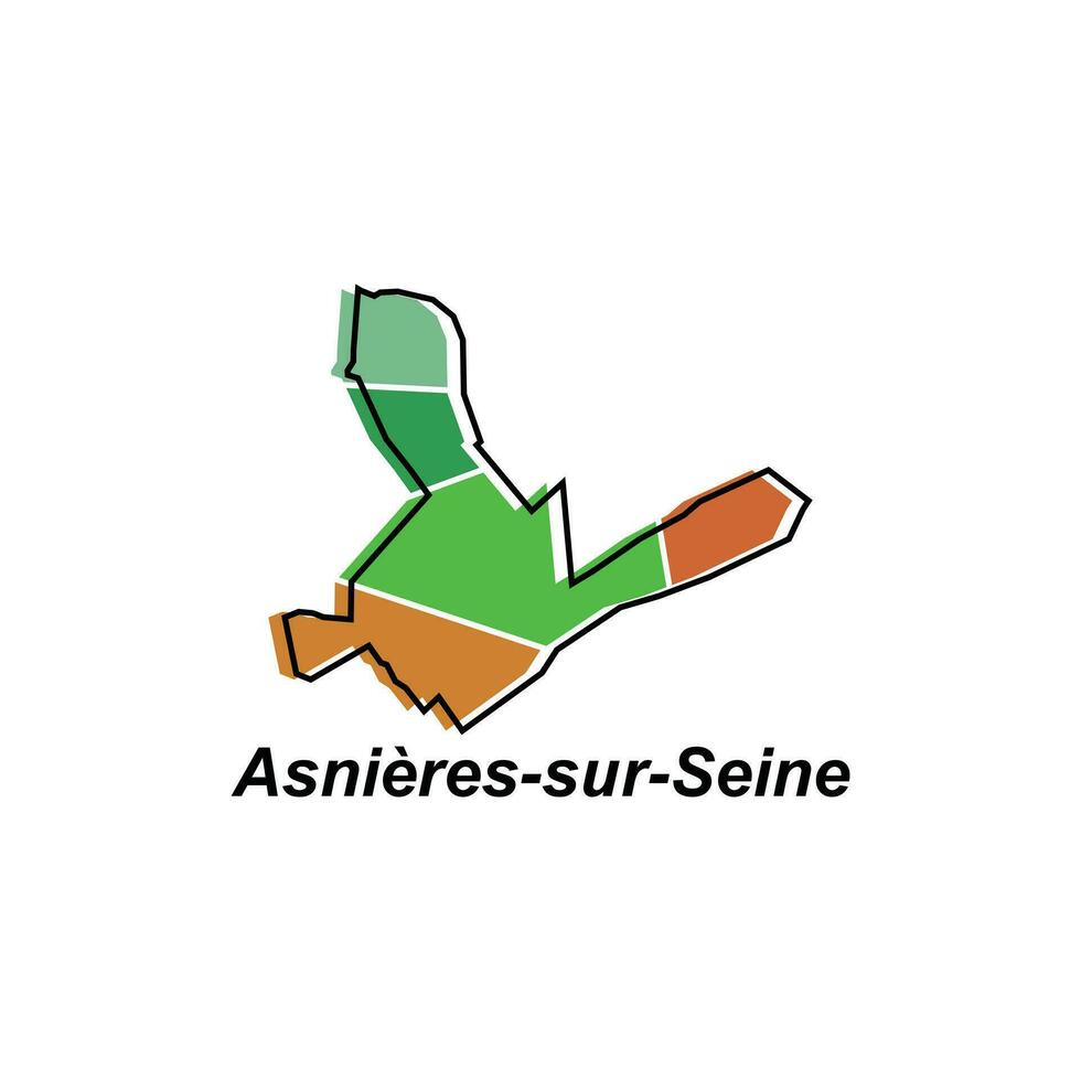 Karte von Asnieres sur Seine Stadt Design Illustration, Vektor Symbol, Zeichen, Umriss, Welt Karte International Vektor Vorlage auf Weiß Hintergrund