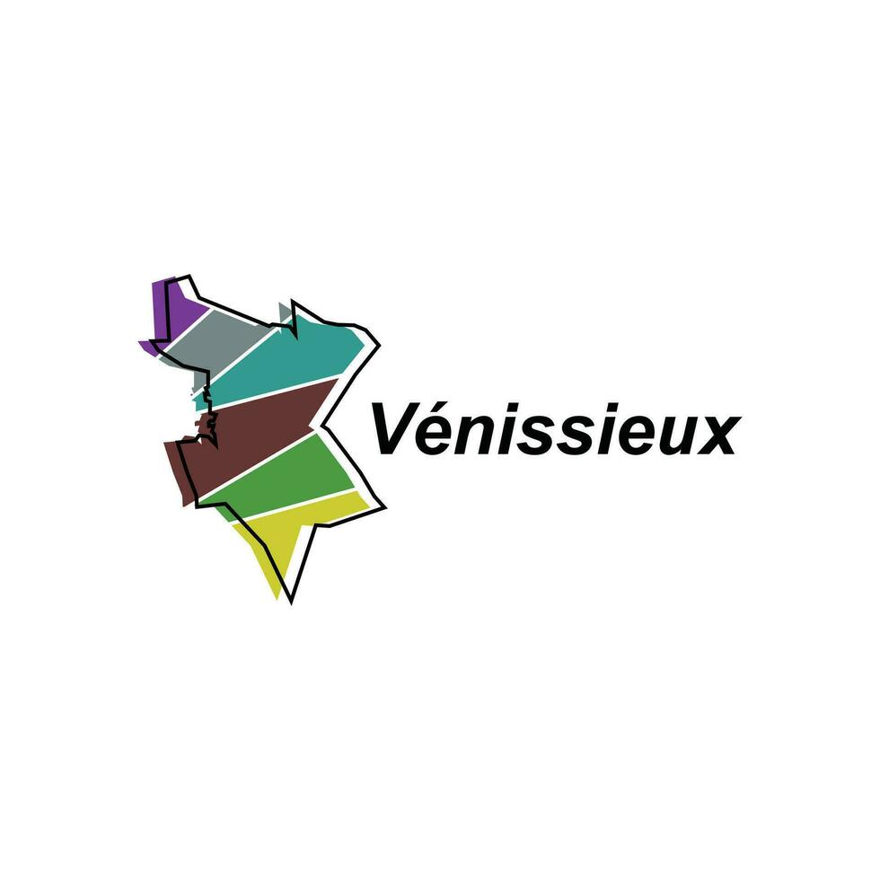 Karta av venissieux stad färgrik geometrisk modern översikt, hög detaljerad vektor illustration vektor design mall, lämplig för din företag