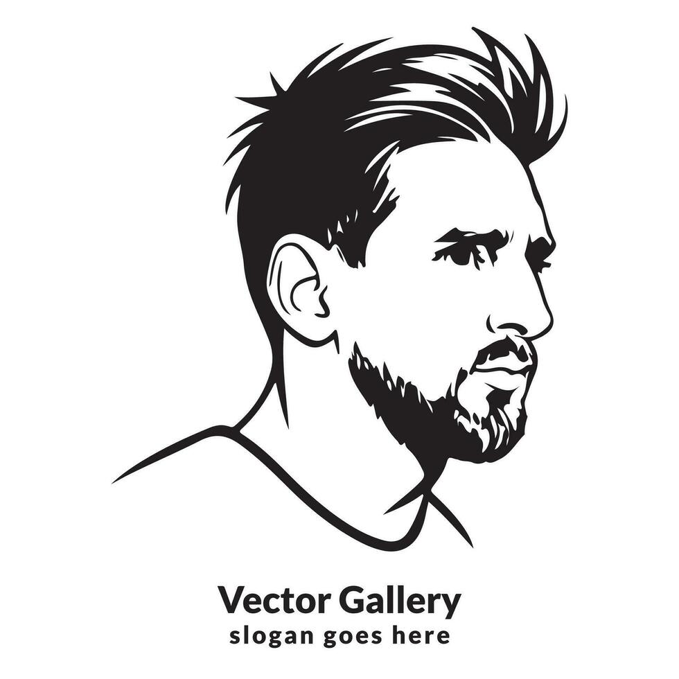 lionel messi konst vektor ansikte vektor isolerat porträtt super stjärna konstnär känd logotyp symbol ikon person stil manlig hår skägg stiliserade illustration lutning svart stilig design teckning mall inter