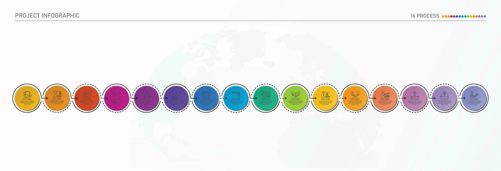 Infografik Prozess Design mit Symbole und 16 Optionen oder Schritte. vektor