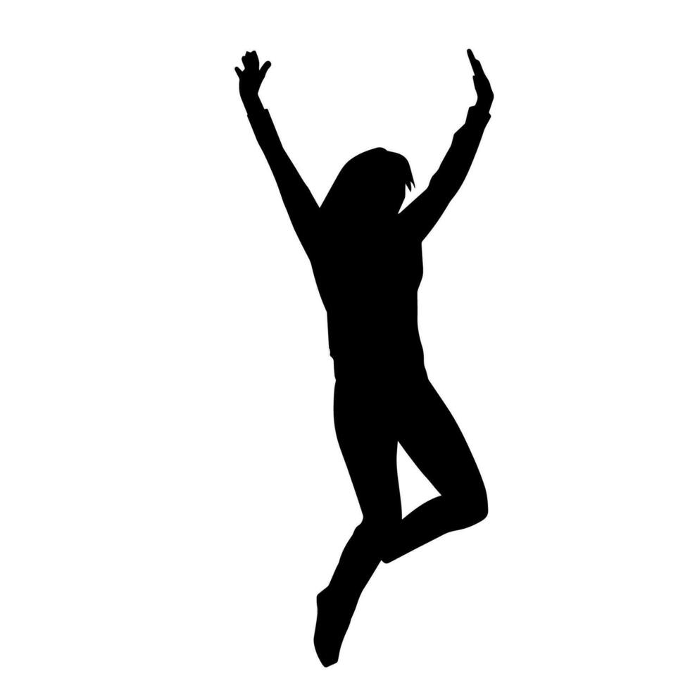 Silhouette von ein weiblich Tänzer im Aktion Pose. Silhouette von ein Frau Tanzen glücklich. vektor