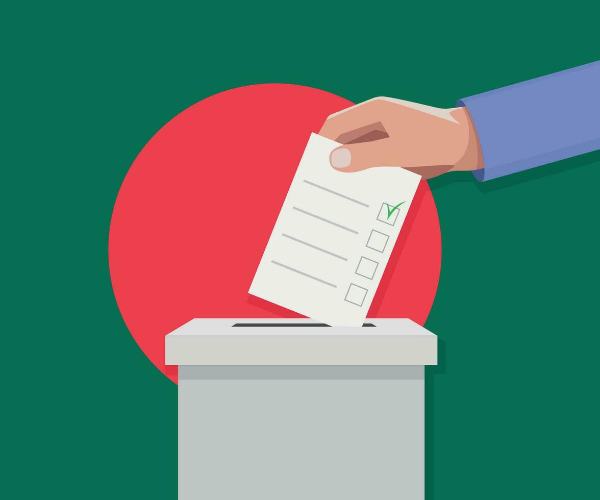 bangladesh val begrepp. hand sätter rösta bulletin vektor