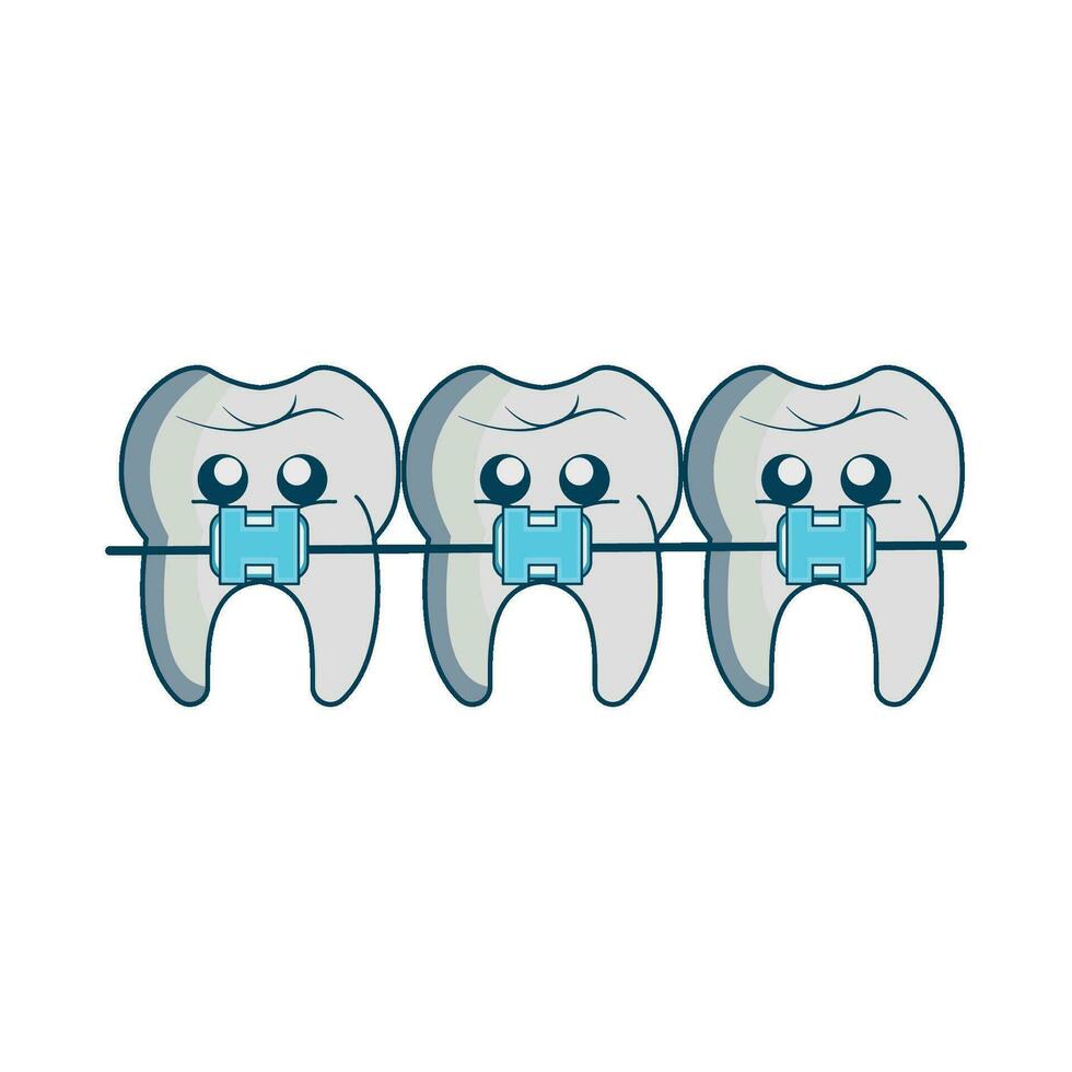 illustration av tänder med tandställning vektor