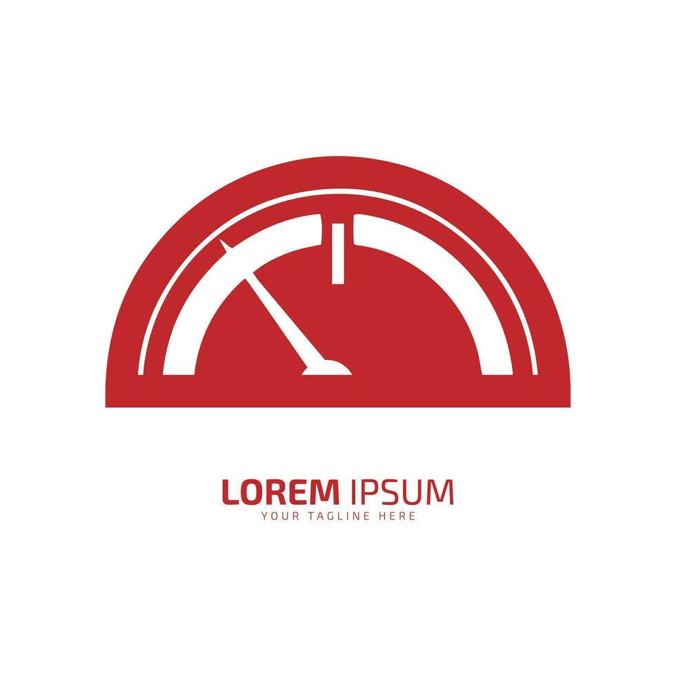 ein Logo von rot Tachometer Symbol abstrakt Geschwindigkeit Meter Vektor Silhouette auf Weiß Hintergrund