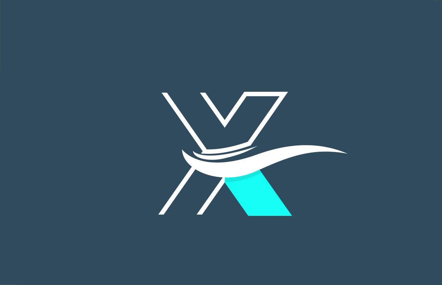 x blau-weißes Alphabet-Logo-Symbol für Unternehmen mit Swoosh-Design vektor