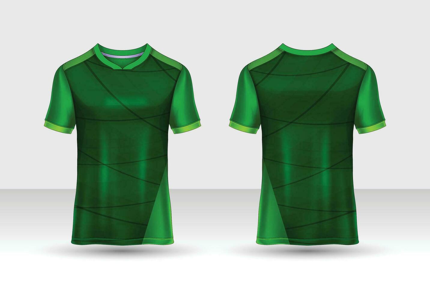 Sport Jersey T-Shirt Design Konzept Vektor Vorlage, Fußball Jersey Konzept mit Vorderseite und zurück Aussicht zum Kricket, Fußball, Volleyball, Rugby, Tennis und Badminton Uniform