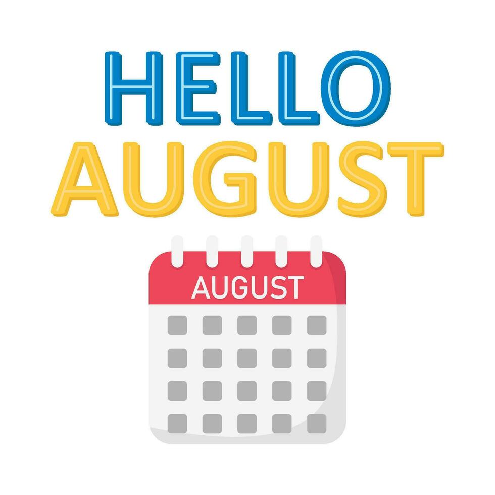 Hej augusti med kalender illustration vektor