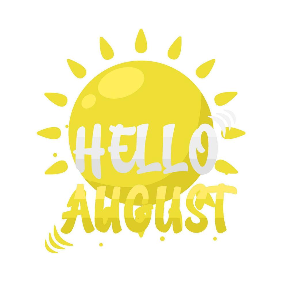 Hallo August Text mit Sonne Sommer- Illustration vektor