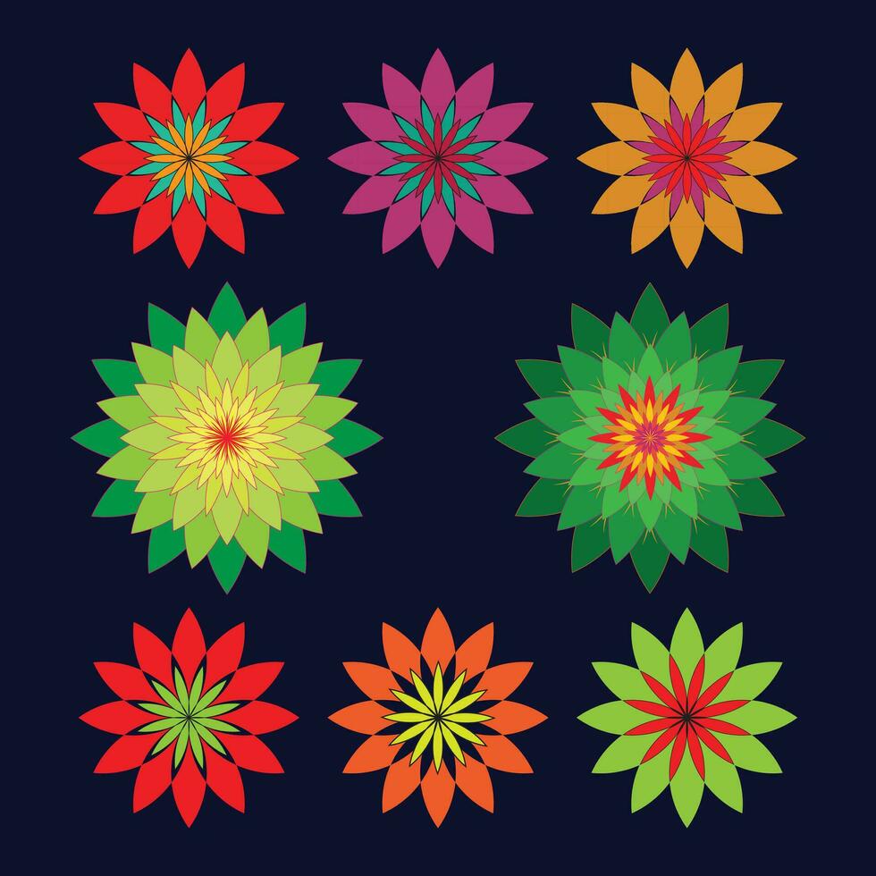 bunt Blume Mandala Design einstellen vektor