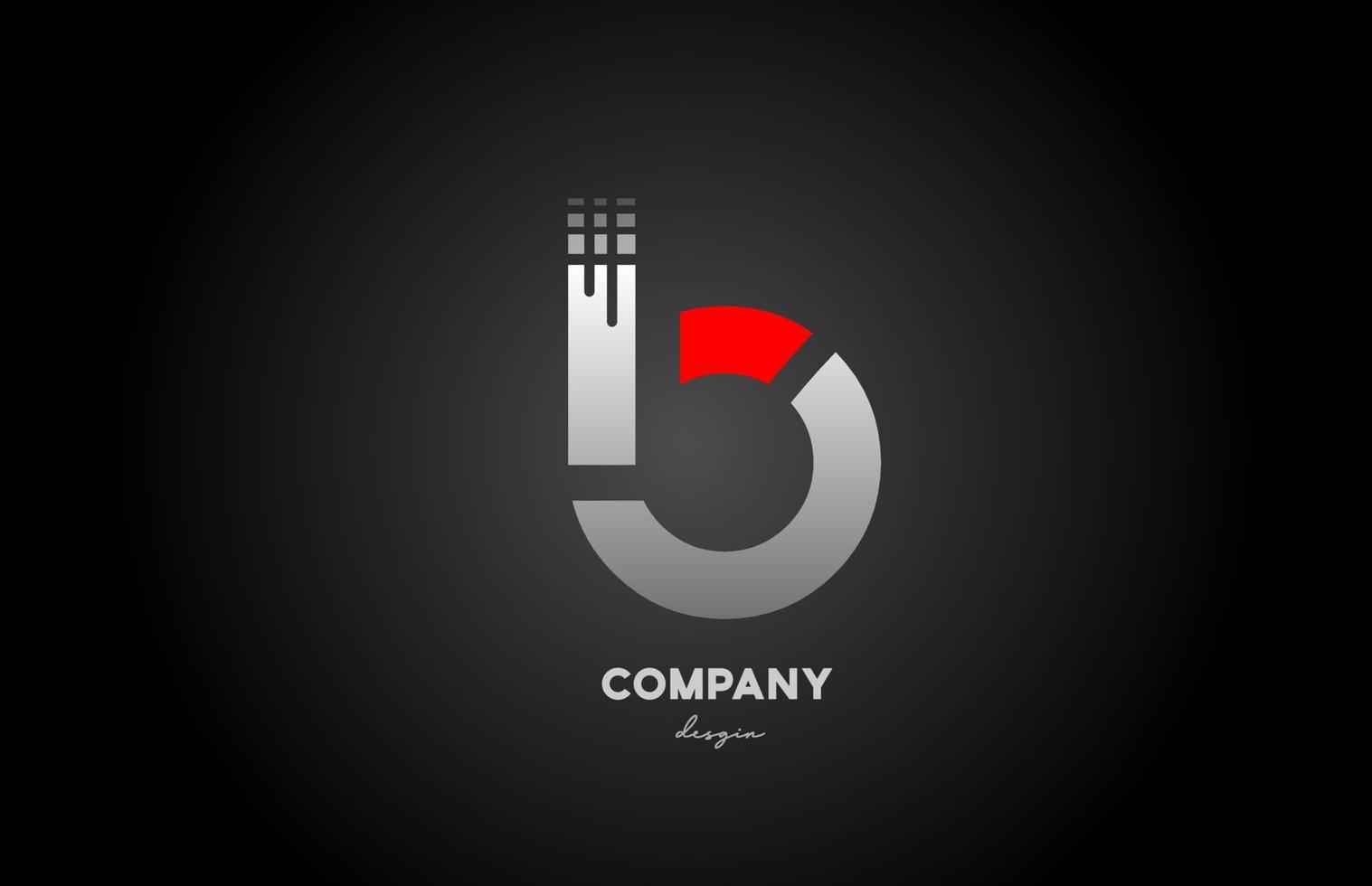 b röd grå alfabetet brev logotyp ikon design för företag och företag vektor