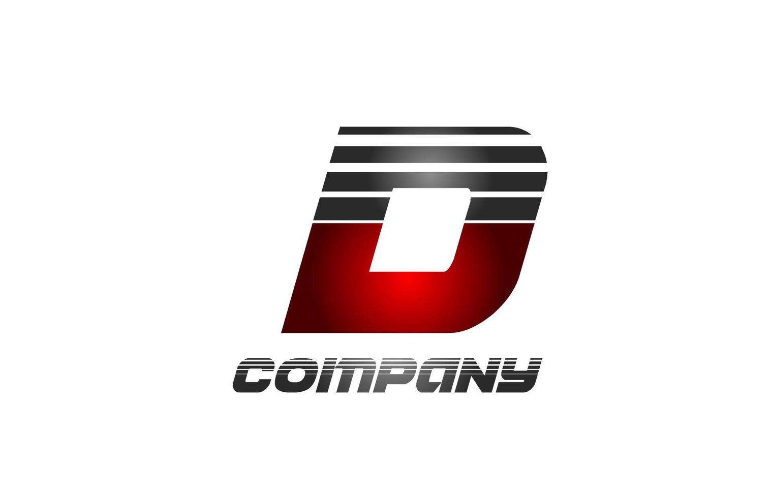 d Alphabet Buchstaben Logo Icon Design in rot-grauer Farbverlaufsfarbe für Unternehmen und Unternehmen vektor