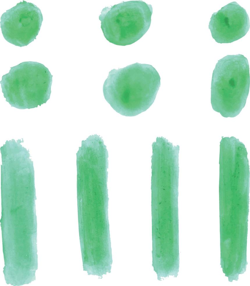 en uppsättning grön vattenfärg och penseldrag färgvektor vektor