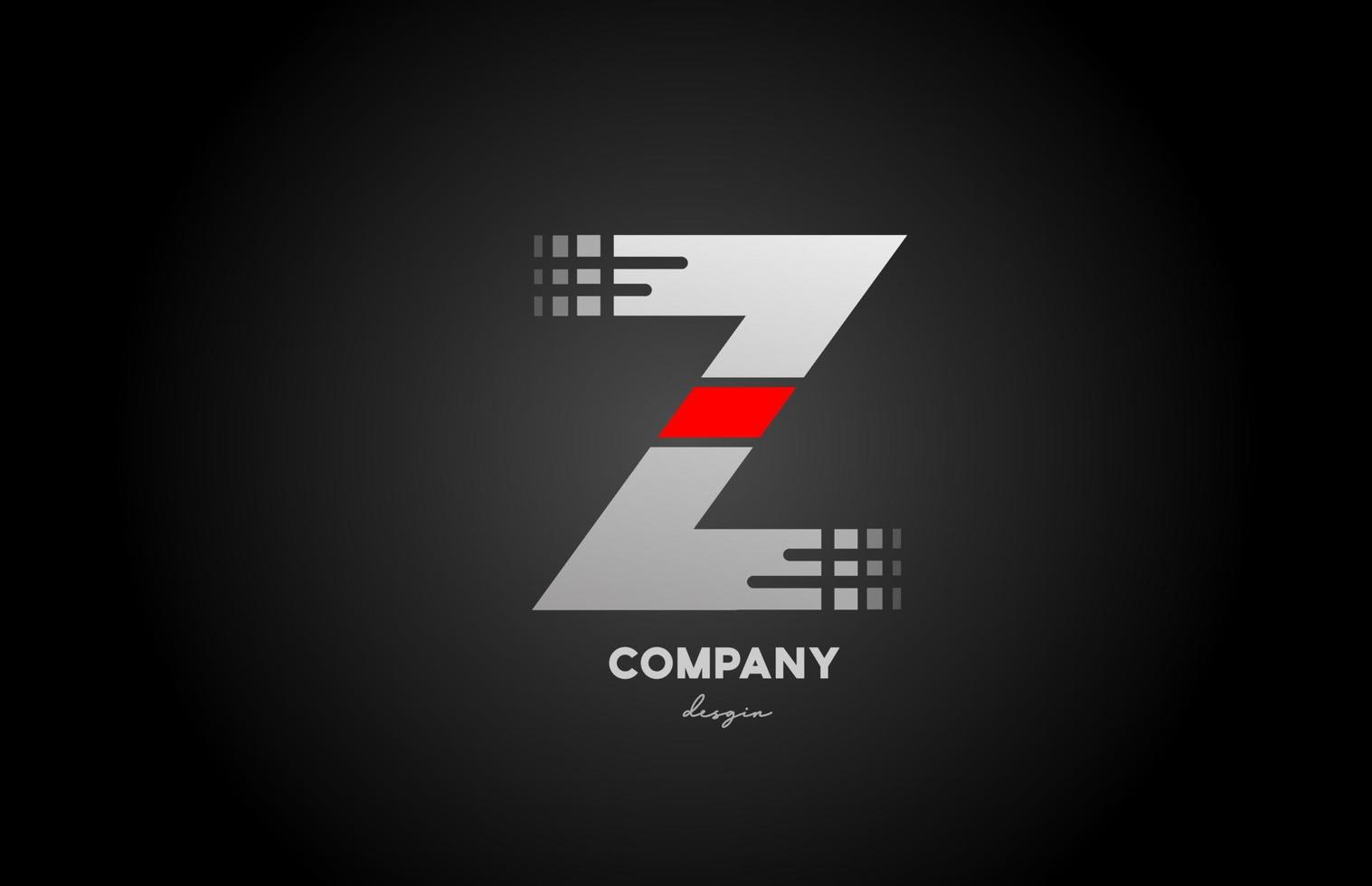 z röd grå alfabetet brev logotyp ikon design för företag och företag vektor