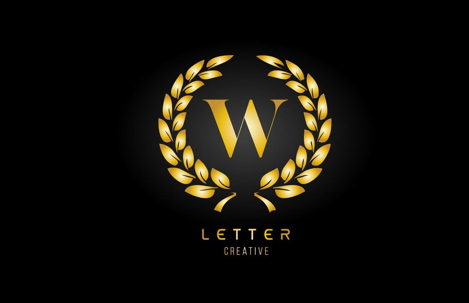 Gold golden w Alphabet Buchstaben Logo Symbol mit Blumenmuster für Unternehmen und Unternehmen vektor