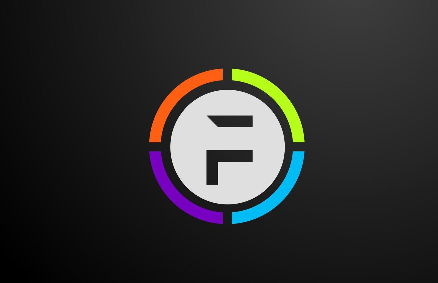 farbiges f Alphabet Buchstaben Logo Icon Design für Unternehmen und Unternehmen mit Kreis vektor