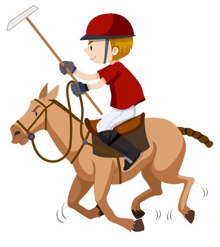Polospieler, der auf Pferd reitet vektor