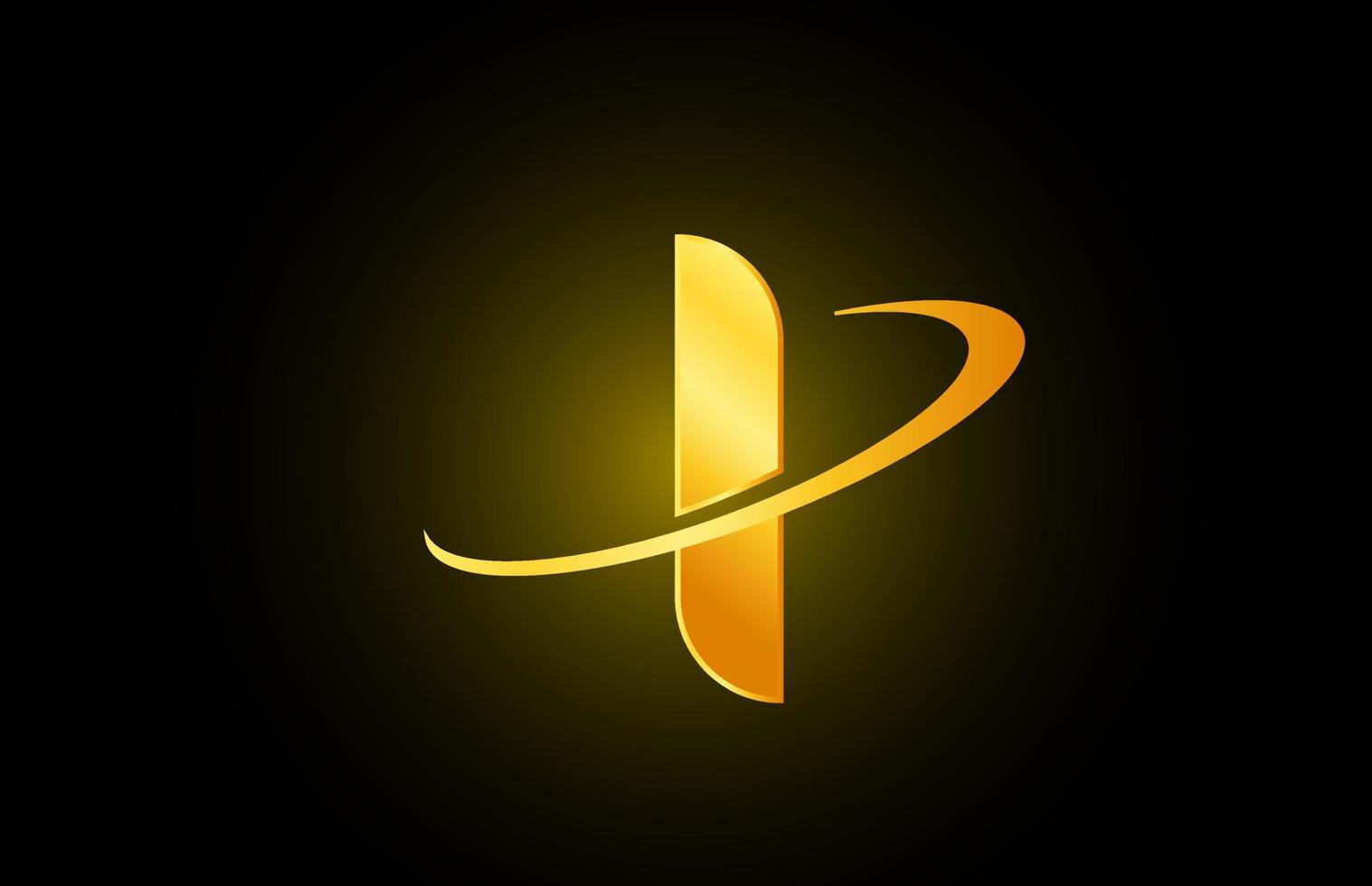 Ich Alphabet Buchstaben-Logo-Symbol für Unternehmen und Unternehmen mit goldenem Design vektor