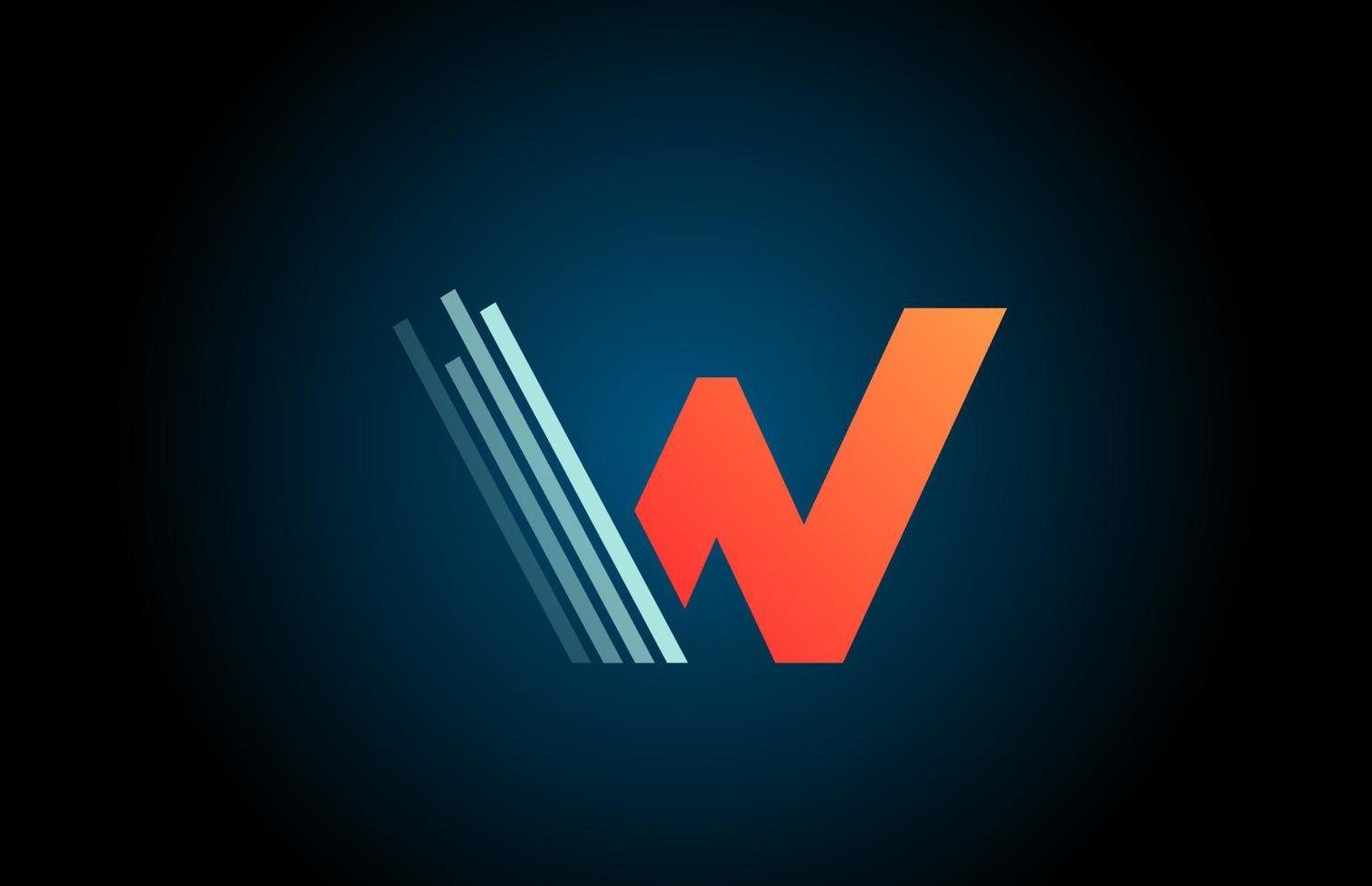 orange blå w alfabetet brev logotypen ikon för företag och företag med linje design vektor