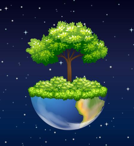 Grüner Baum, der auf der Erde wächst vektor