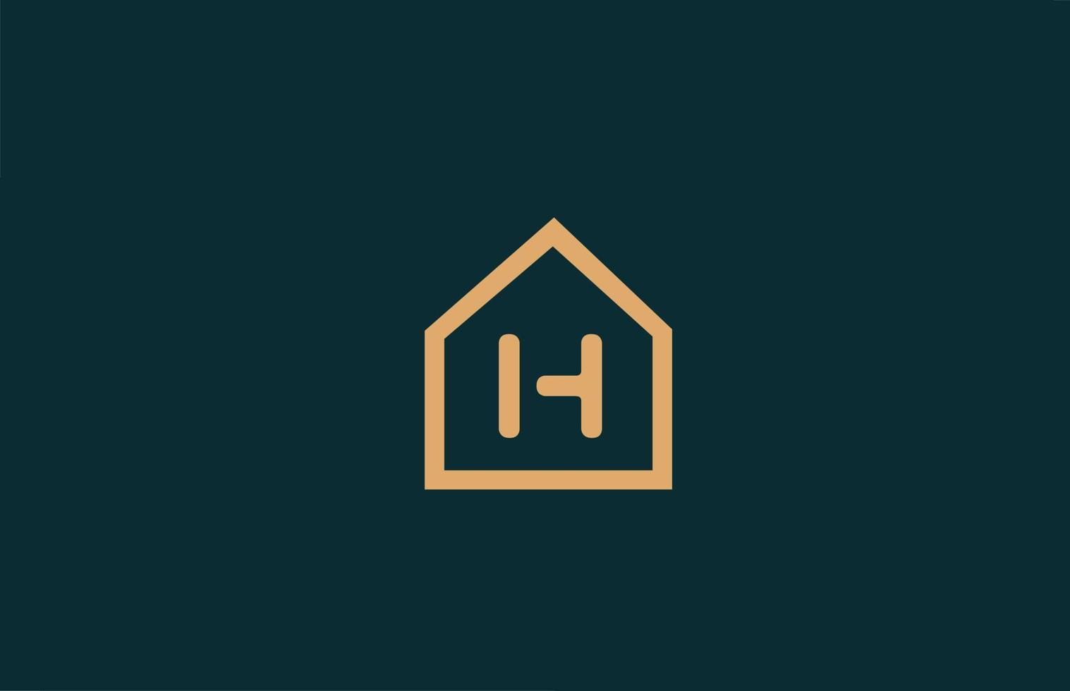 gul h alfabetet brev logotyp ikon för företag och företag med hus kontur design vektor
