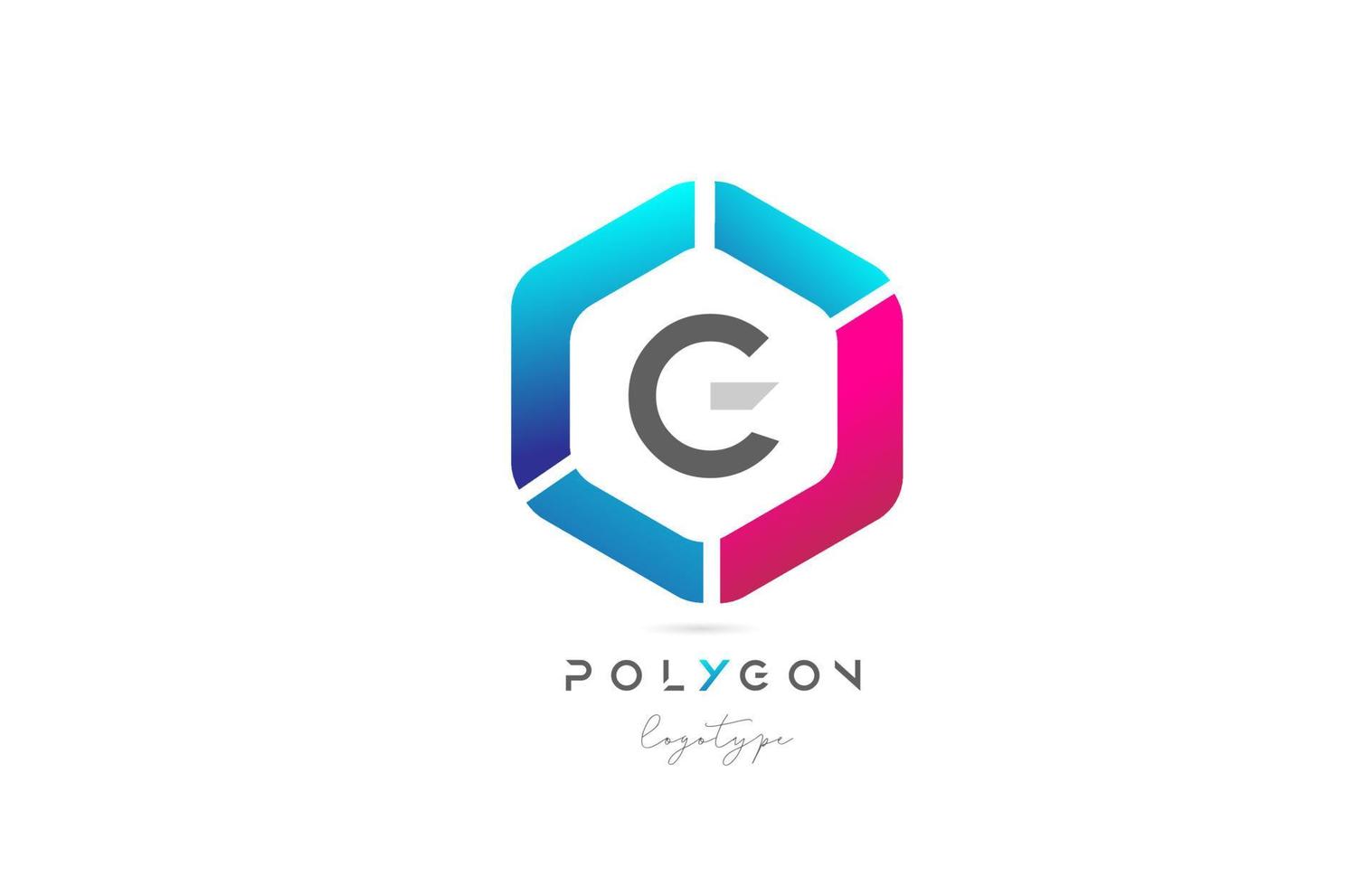 g Polygon rosa blaues Symbol Alphabet Buchstaben Logo Design für Unternehmen und Unternehmen vektor