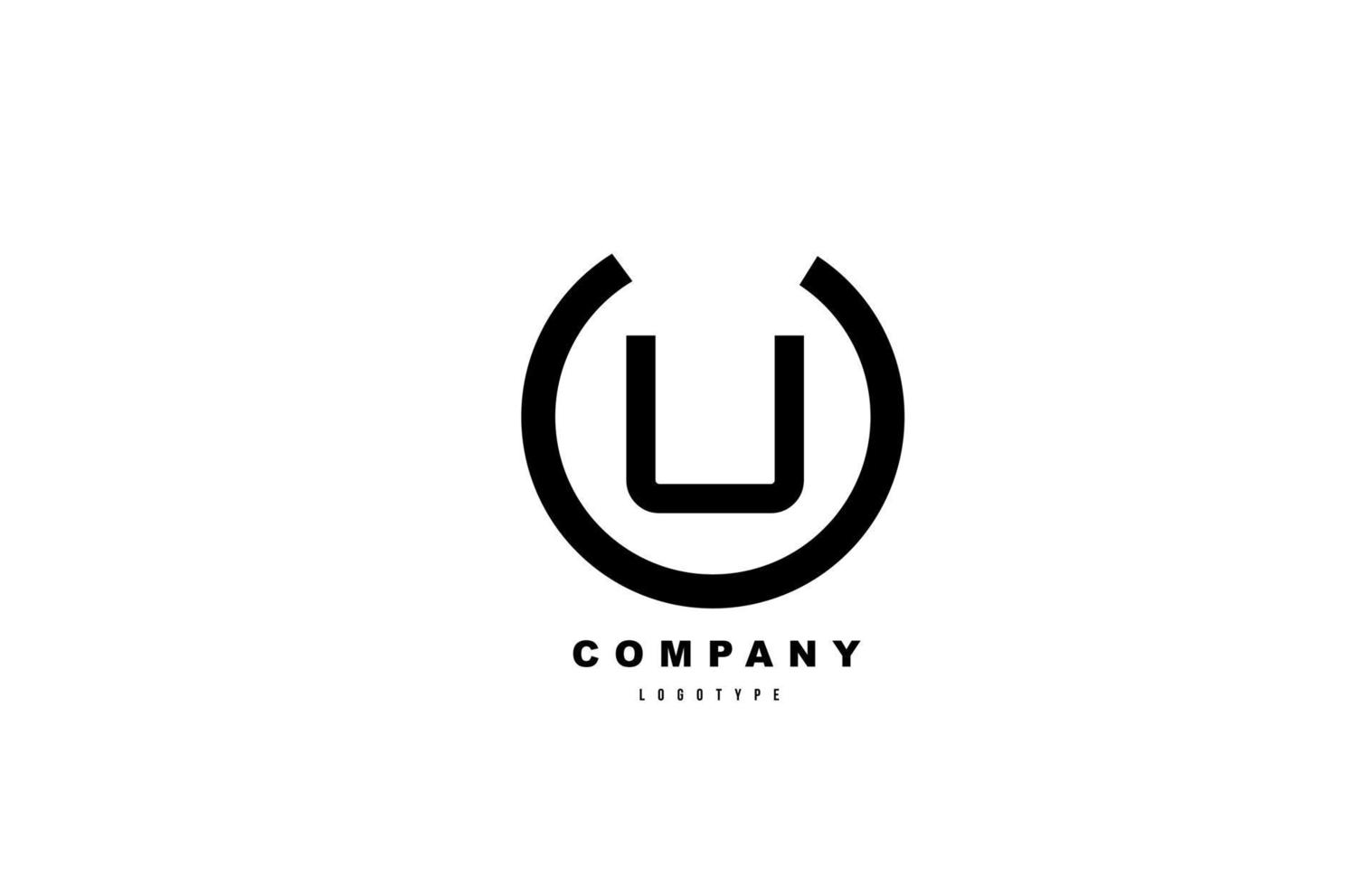 u svartvitt brev logotyp alfabetet ikon design för företag och företag vektor