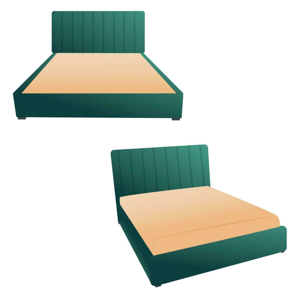 Grün Bett von anders Winkel zum Innere Design und Schlafzimmer und Leben Zimmer Design vektor