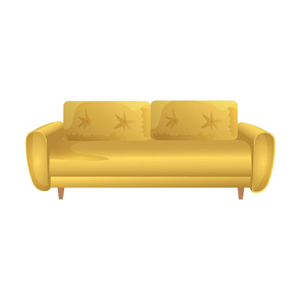 Gelb Sofa Innere Design zum Schlafzimmer und Leben Zimmer Visualisierung vektor