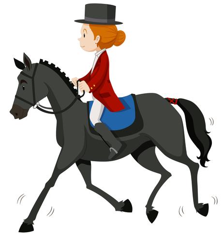Weiblicher Jockey auf grauem Pferd vektor