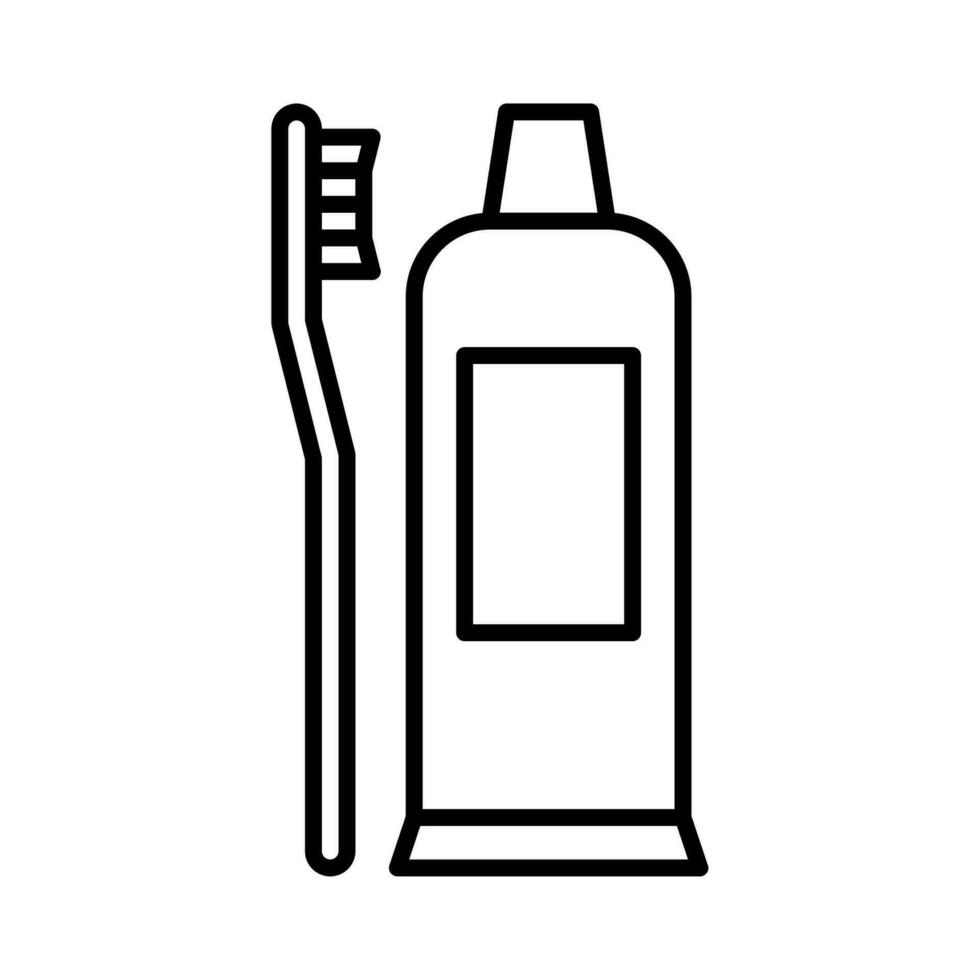 Zahnbürste Symbol Vektor oder Logo Illustration Gliederung schwarz Farbe Stil