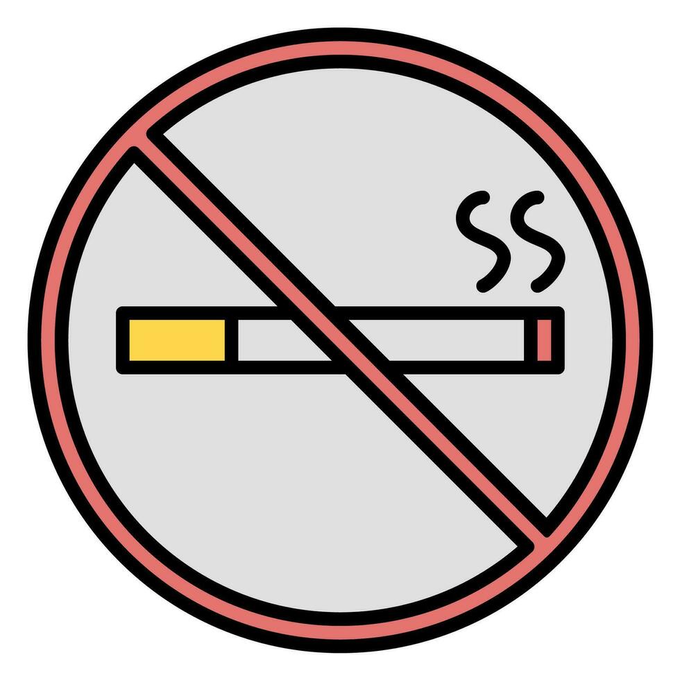 Nein Rauchen Symbol Vektor oder Logo Illustration Gliederung schwarz Farbe Stil