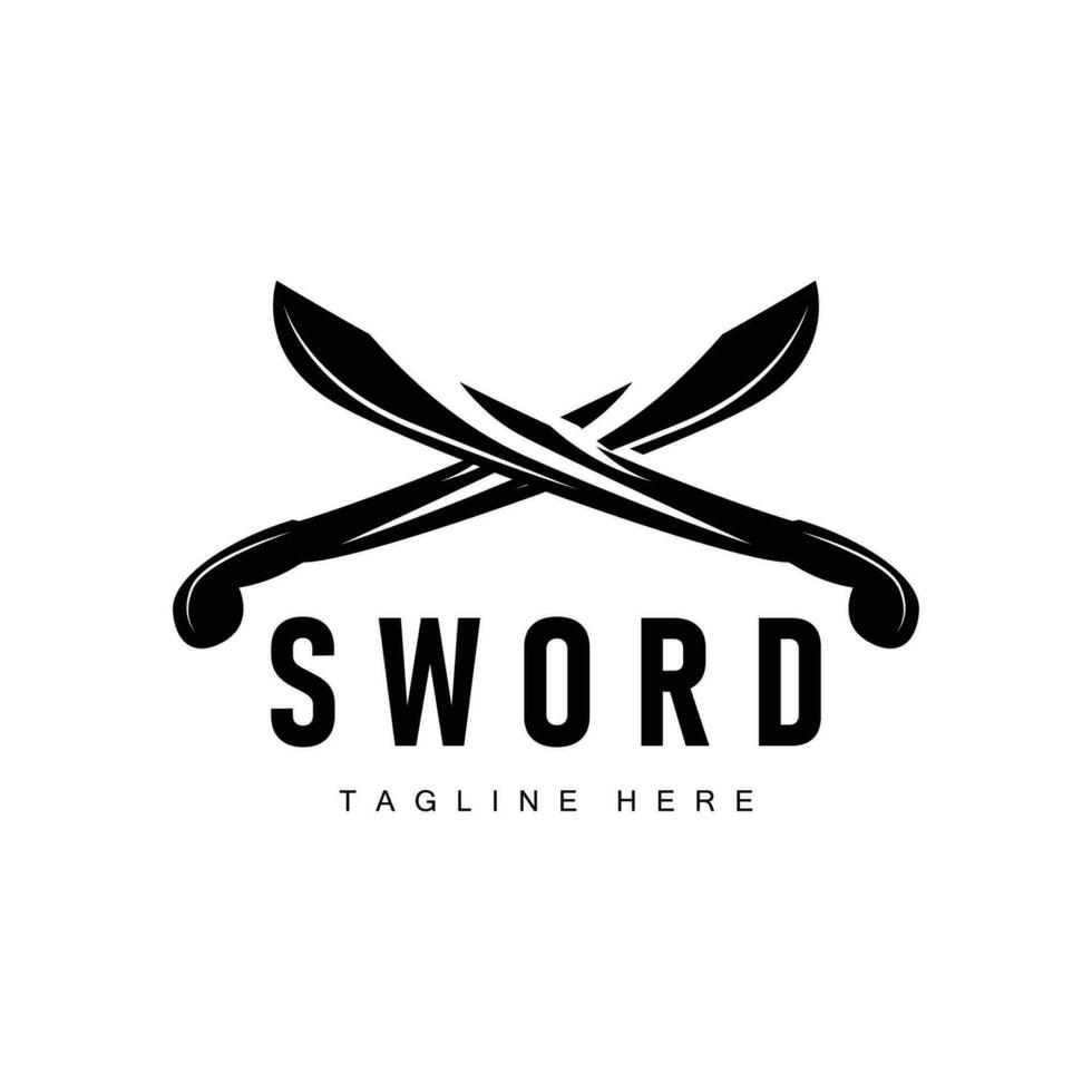 svärd vapen inspiration silhuett design illustration enkel minimalistisk svärd logotyp mall vektor