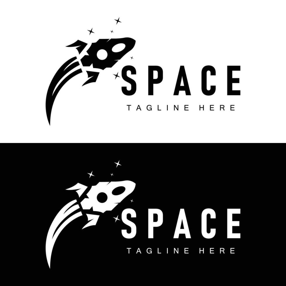 Rakete Logo einfach Design Silhouette Marke Raum Fahrzeug minimalistisch Illustration Vorlage vektor