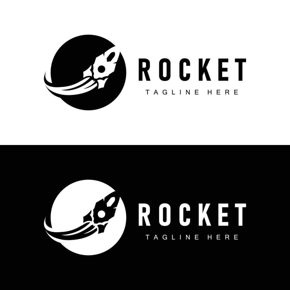 Rakete Logo einfach Design Silhouette Marke Raum Fahrzeug minimalistisch Illustration Vorlage vektor