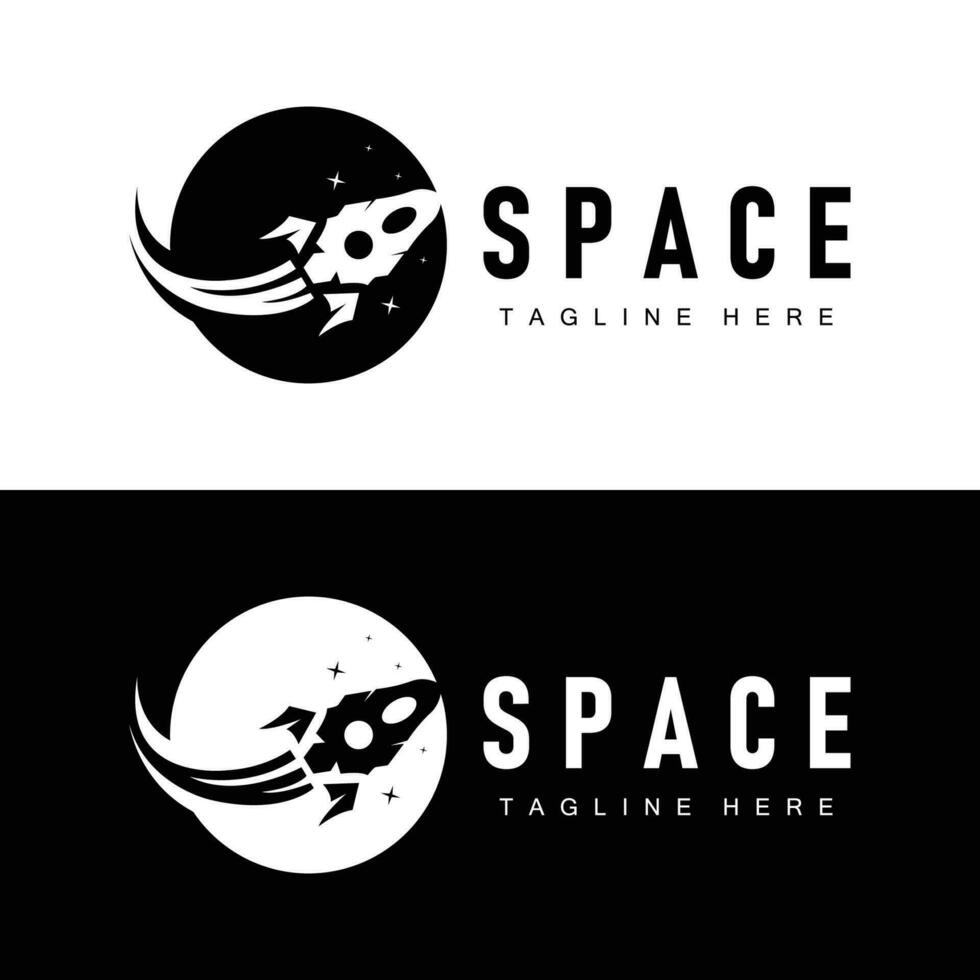 Rakete Logo einfach Design Silhouette Marke Raum Fahrzeug minimalistisch Illustration Vorlage vektor