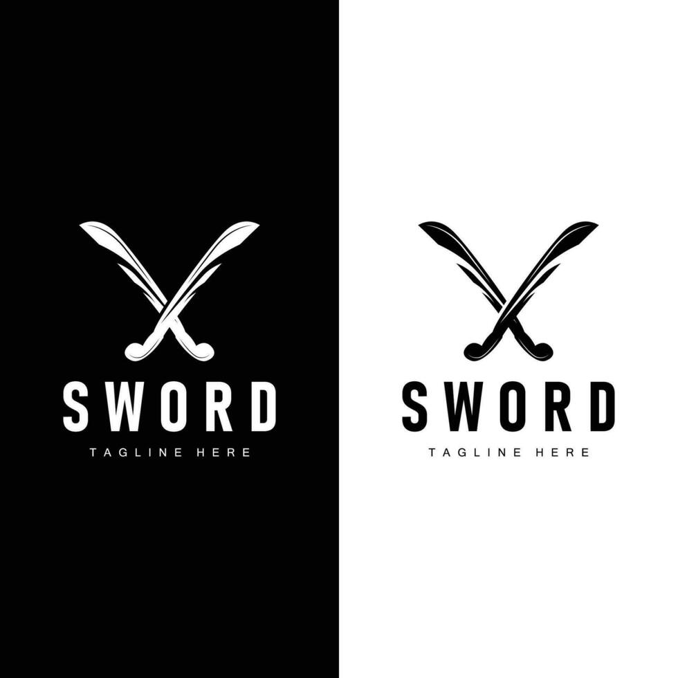 svärd vapen inspiration silhuett design illustration enkel minimalistisk svärd logotyp mall vektor