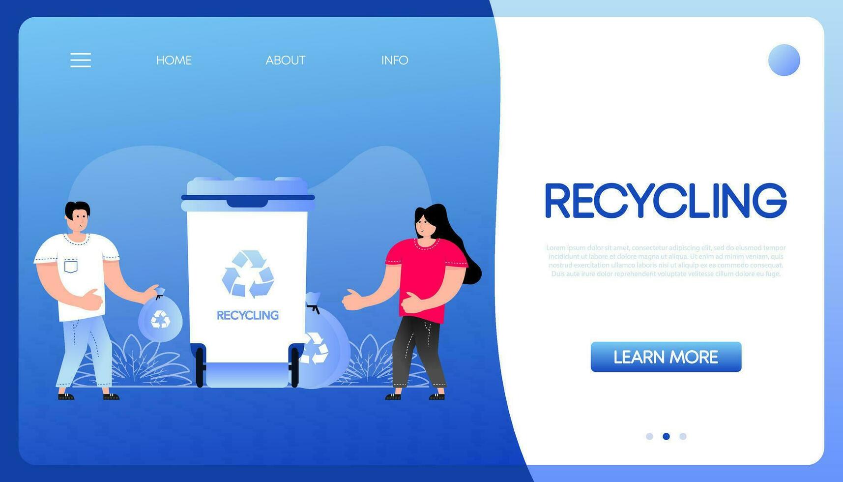platt illustration med grön återvinning människor. vektor bakgrund. platt illustration. ekologi begrepp
