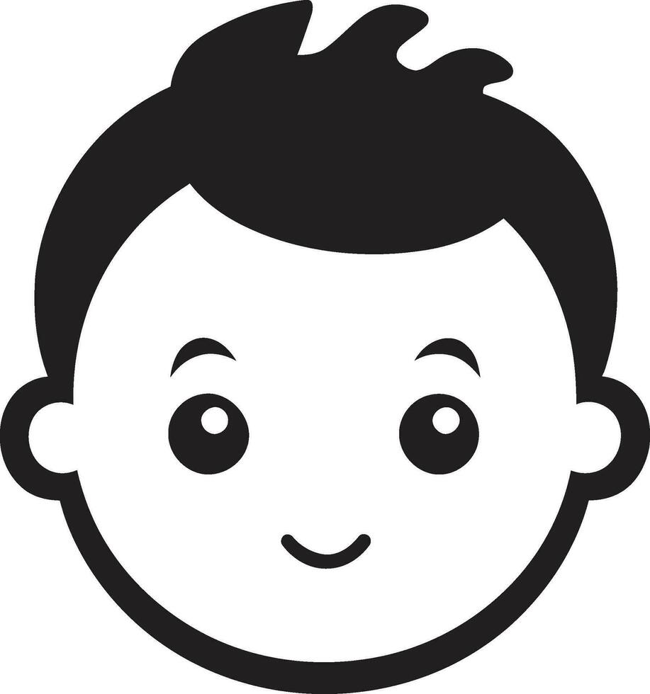 bezaubernd Entdecker winzig Kind im schwarz Design wenig Lachen schwarz Vektor Logo Freude