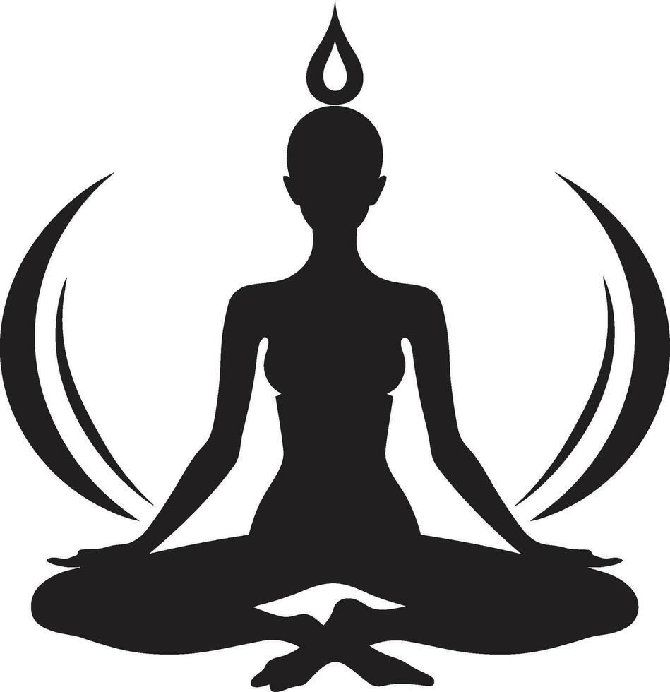 ErmächtigungEleganz schwarz Yoga Frau Symbol Design Zenit Zephyr Yoga Frau Emblem im Vektor