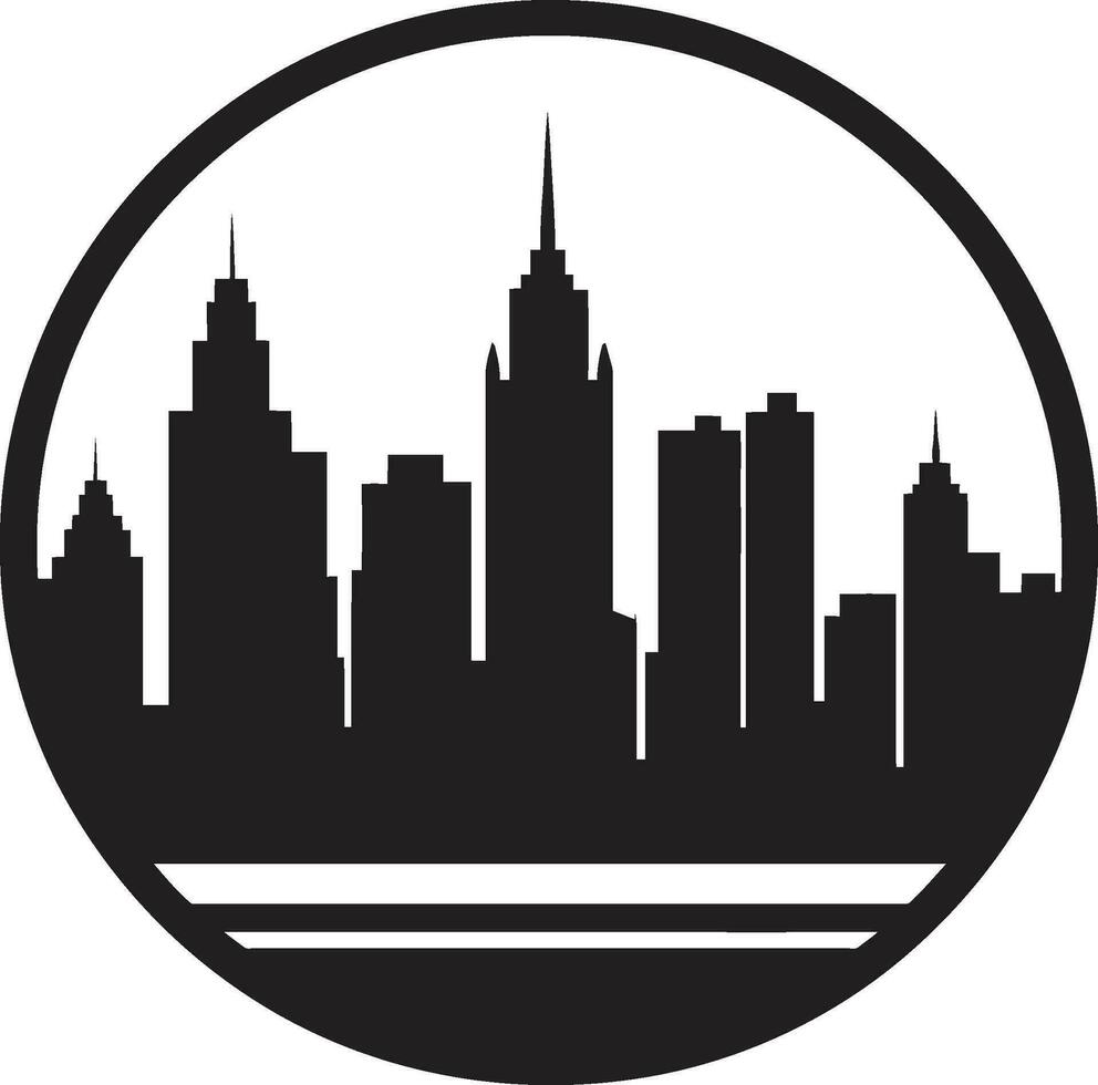 urban väsen ikoniska stadsbild emblem storstads montage byggnader logotyp design vektor
