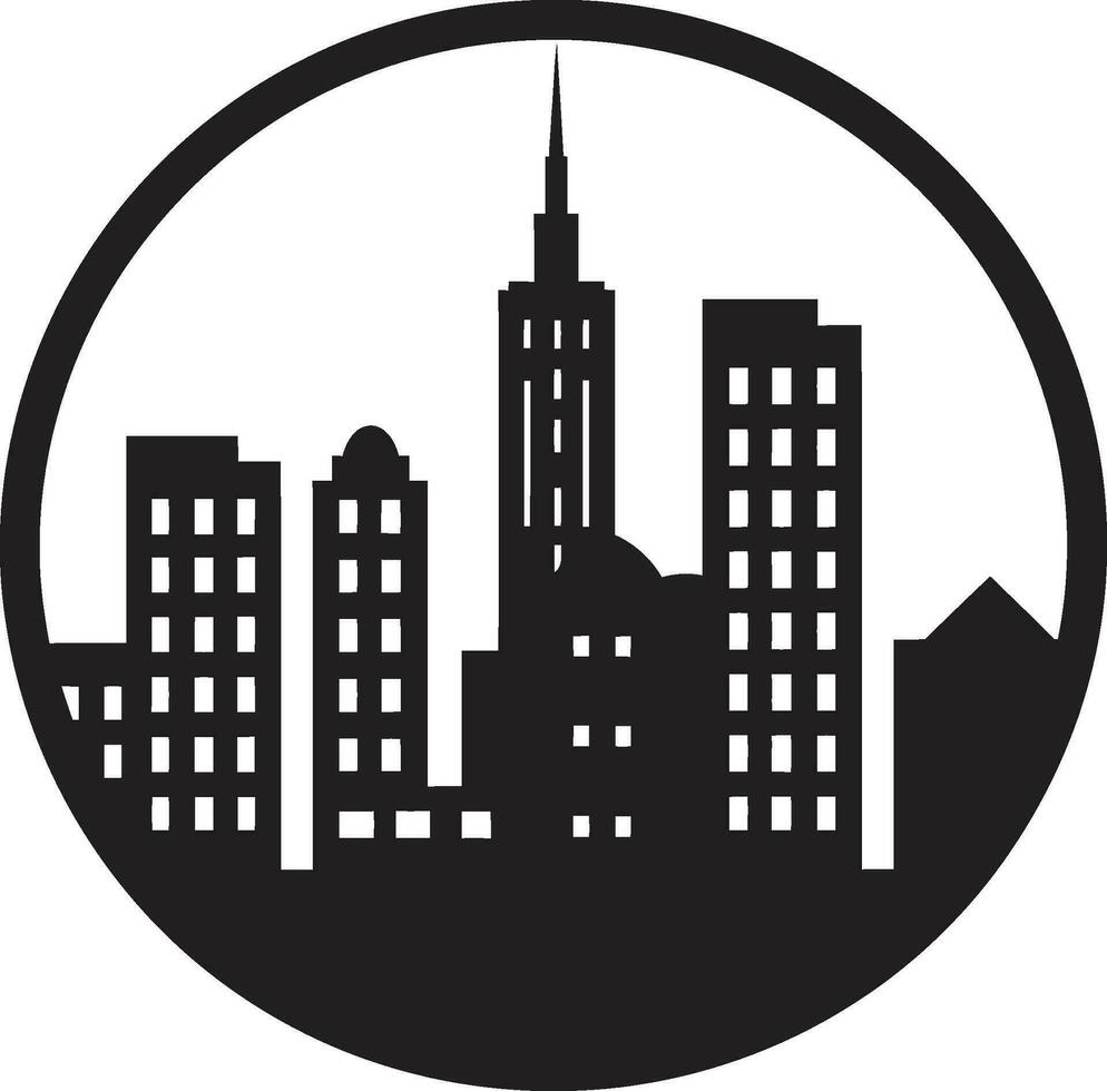 stadsbild syn byggnader logotyp bild storstads montage byggnader vektor emblem