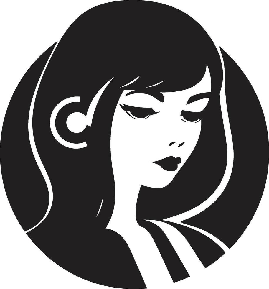 anmutig Persona Mädchen Gesicht Vektor Illustration feminin Charme ikonisch Mädchen Gesicht Symbol