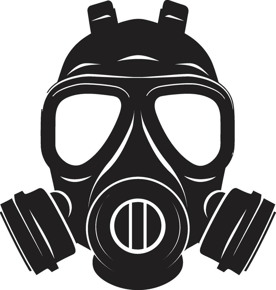 Mitternacht Schild schwarz Gas Maske Symbol Symbol beschattet Wächter Vektor Gas Maske Logo Symbol
