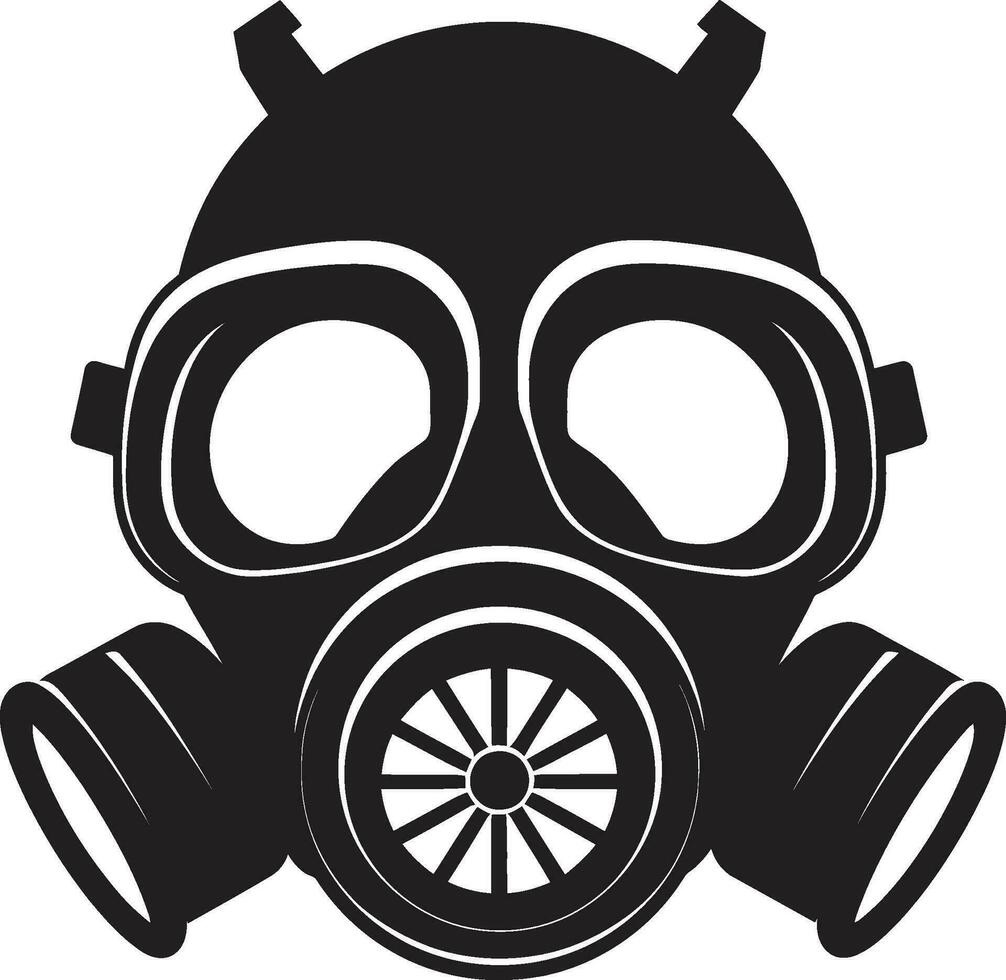 Ebenholz Schild schwarz Gas Maske Emblem Symbol stygisch Verteidiger Vektor Gas Maske Symbol Design