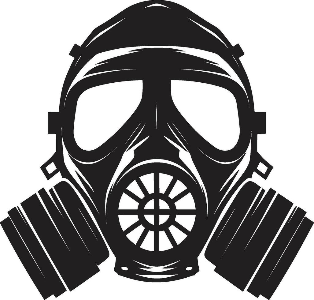 midnatt försvarare svart gas mask logotyp design obsidian skydd vektor gas mask ikon symbol