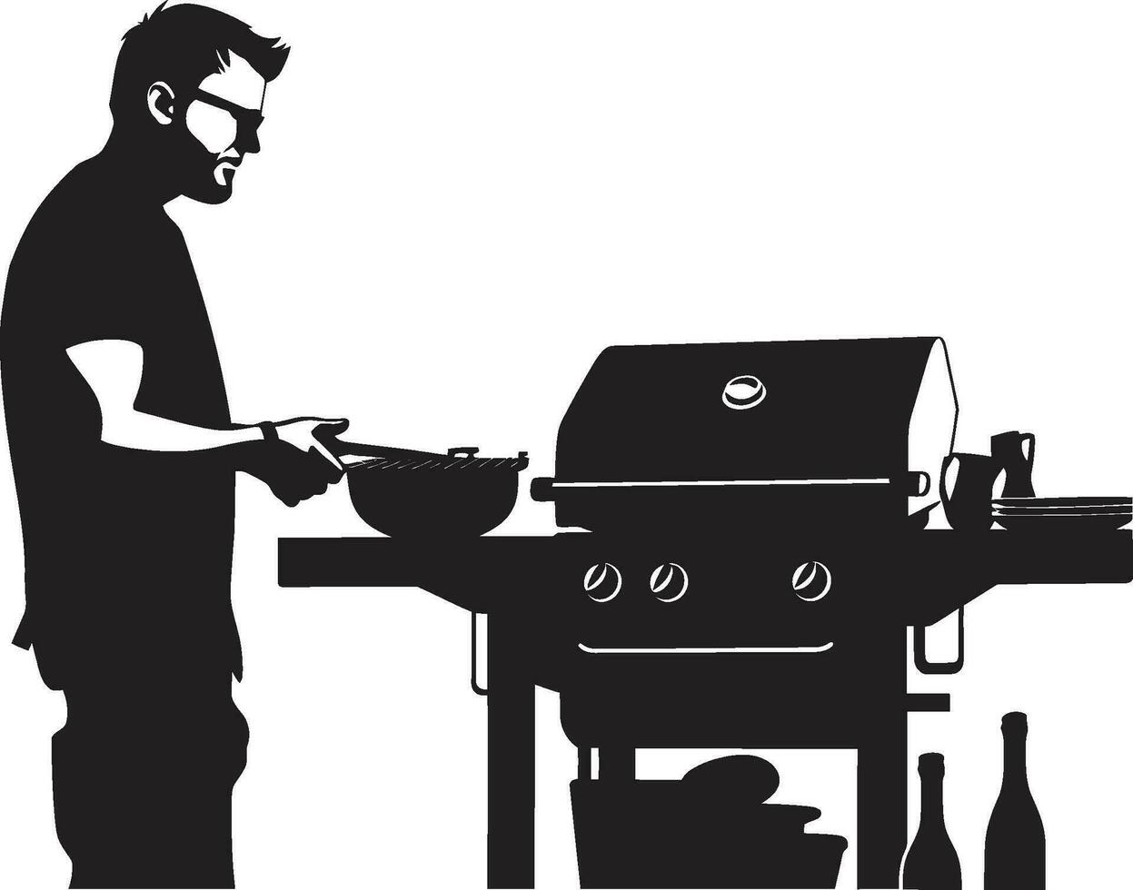 vektor glödande kol berättelser svart bbq logotyp grill grafix man bbq vektor symbol