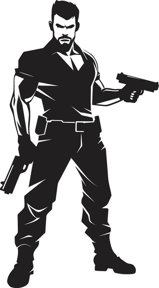 Munition Kunst Vektor Gewehr Symbol Mann von Waffen schwarz Vektor Emblem